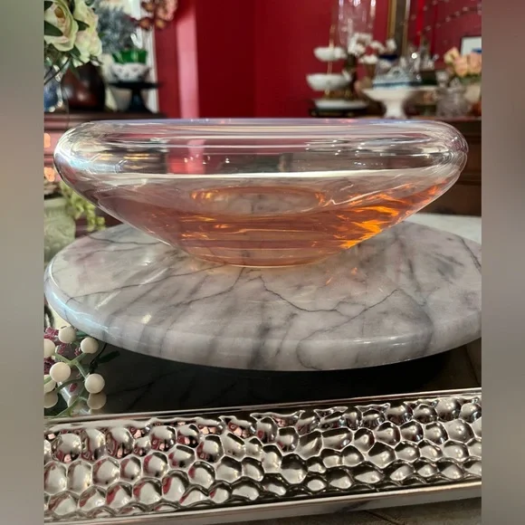 FOSTORIA SEASCAPE OPALESCENT PINK Floating Bowl 8½” to 10½” Rim 1959-70
